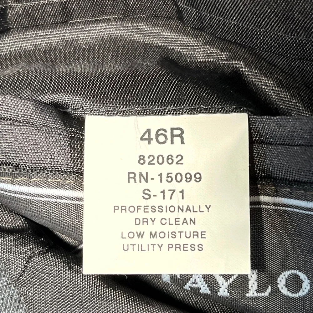 David Taylor Blazer Jacket Mens 46 Gray Lined Notch Lapel Single Breasted Formal